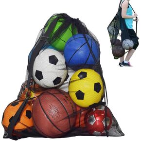 Extra Large Sports Ball Bag,Drawstring Mesh Ball Bags Soccer Ball Bag for Storage Basketball,Football, Volleyball,BaseBall,Waterball and Swimming Gears with Adjustable Shulder Strap