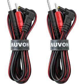 AUVON 2 x TENS Unit Electrode Lead Wires, Premium Lead Wires with Soft TPE Material for 40,000+ Bends, Universal and Compatible with Most TENS Unit Muscle Stimulator 2mm Pin TENS Pads