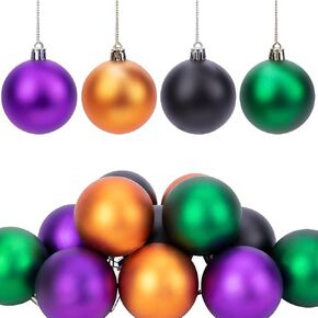 12 PCS Halloween Ball Ornaments- 2 Inch Halloween Colorful Shatterproof Ball for Halloween Wreath Ornaments and Party Decoration