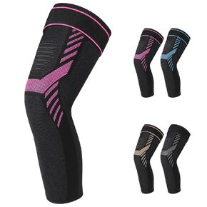 Long Compression Leg Sleeve Knee Compression Sleeves with Adjustable Straps Knee Brace for Men and Women for Sports Running Basketball Meniscus Tear Arthritis ACL Pain Relief (Blue, Large)