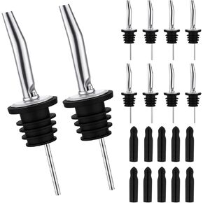 10 Pack Liquor Pour Spout, Liquor Bottle Pourers, Pour Spouts for Liquor Bottles with Dust Caps Seal Covers, Bar Tool, Hygienic, Dishwasher Safe