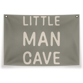 Little Man Cave Canvas Flag,Little Man Cave Sign Canvas Banner,Boy Nursery Decor,Toddler Boy Room Banner For Boys Bedroom Playroom Kidsroom Decor 30x20 Inch