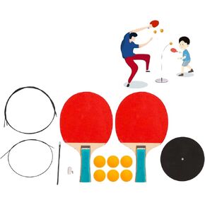 HURRISE Table Tennis Balls Paddles Set, Paddle Set with Balls, Table Tennis Trainer with Elastic Shaft Stainless Steel Base, 6 Self Training Balls 2 Paddles