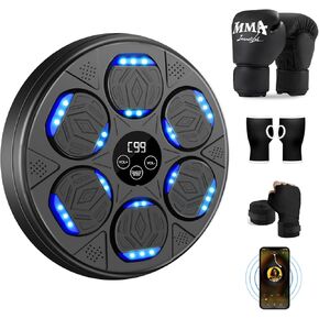 Smart Music Boxing Machine for Adults and Kids, Bluetooth Boxing Equipment with Boxing Gloves, Wall Mounted Electronic Punching Machine for Home Gym Workout Indoor