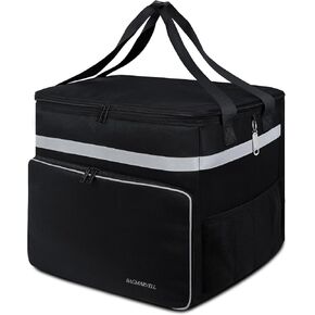 حقيبة ظهر لتوصيل الطعام للساخن/البارد، أكياس بيتزا كبيرة جدًا معزولة قابلة للتوسيع بسعة 58 لتر لتوصيل الدراجة مع شريط عاكس لأكل Uber، Grubhub، Doordash in Kuwait