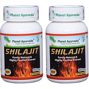 Planet Ayurveda Shilajit Capsules, 500mg Std. Extract, 2 Bottles