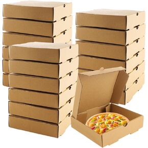 36 Pack Pizza Boxes, 6.3" x 6.3" x 1.6" Kraft Small Corrugated Pizza Boxes Cardboard Boxes Take Out Food Containers, Reusable Pizza Box Takeaway Shipping Boxes for Pizza Cake Cookies Fresh