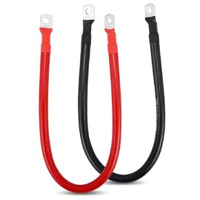 1/0 AWG Gauge Battery Cable Power Inverter Cables with 3/8 Inch lugs for Solar Marine RV Car Truck Tractor Motorcycle 2pcs (6.5FT)
