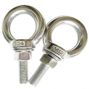 Heavy Duty Eye bolt, 2 PCS M12 304 Stainless Steel Eye Bolt Heavy Duty Lifting Ring 2.36" Threaded Eyebolt Shoulder Eye Bolts with Nuts and Flat Washers(Thread Length 60mm)