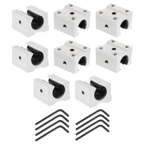 uxcell 8pcs SBR12UU Linear Bearing Block 12mm Open Slide Bearing Long Block for SBR12 Linear Motion Shaft Guides Slide Rails as 3D Printer CNC Router Part, Silver Tone
