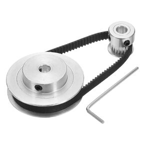 uxcell GT-2 Synchronous Wheel 20&60 Teeth 6.35mm Bore, Aluminum Alloy Timing Pulley Wheel with 1Pcs Length 200mm Width 6mm Belt for 3D Printer, CNC Machine (20-60T-6.35B-6)