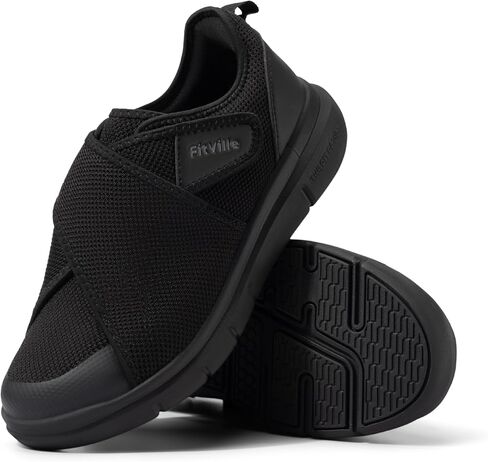 FitVille Diabetic Shoes for Men Extra Wide Width Adjustable Closure Walking Shoes Swollen Feet Shoes for Neuropathy Pain Relief - EasyTop V5 in Kuwait