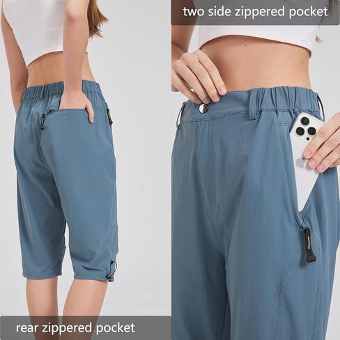 SYKROO Womens Capri Cargo Pants Lightweight Waterproof Quick Dry Travel Workout Hiking Pants with Zipper Pocket in Saudi Arabia