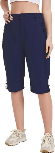 سراويل كابري كارجو للسيدات من SYKROO خفيفة الوزن ومقاومة للماء وسريعة الجفاف أثناء السفر والمشي لمسافات طويلة مع جيب بسحاب in Saudi Arabia