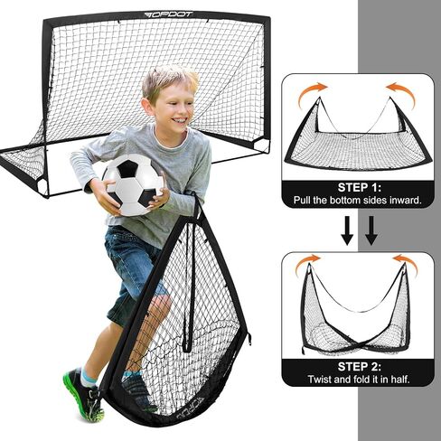 Kids Soccer Goals 2 Pack 6x4 ft for Backyard Practice & Pop Up Outdoor Sports Games Includes Soccer, Ladder, Cones, Shooting Target, Kick Trainer & Portable Carry Bag - Ultimate Training Set in Saudi Arabia