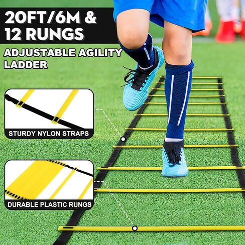 Kids Soccer Goals 2 Pack 6x4 ft for Backyard Practice & Pop Up Outdoor Sports Games Includes Soccer, Ladder, Cones, Shooting Target, Kick Trainer & Portable Carry Bag - Ultimate Training Set in Saudi Arabia