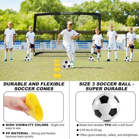 Kids Soccer Goals 2 Pack 6x4 ft for Backyard Practice & Pop Up Outdoor Sports Games Includes Soccer, Ladder, Cones, Shooting Target, Kick Trainer & Portable Carry Bag - Ultimate Training Set in Saudi Arabia