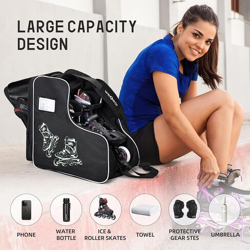 Roller Skate Bag with Adjustable Shoulder Strap,Large Capacity Ice Skates Bag Inline Skate Bags for Men Women Kids in Saudi Arabia