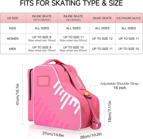 Roller Skate Bag with Adjustable Shoulder Strap,Large Capacity Ice Skates Bag Inline Skate Bags for Men Women Kids in Kuwait