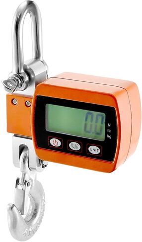 مقياس رافعة رقمي عالي التحمل من QWORK - سعة 2200 رطل/1000 كجم، تحويل وحدة مزدوجة، مقياس تعليق صناعي دقيق ومحمول للزراعة والصيد واستخدام المستودعات، الألومنيوم المصبوب، برتقالي in Kuwait