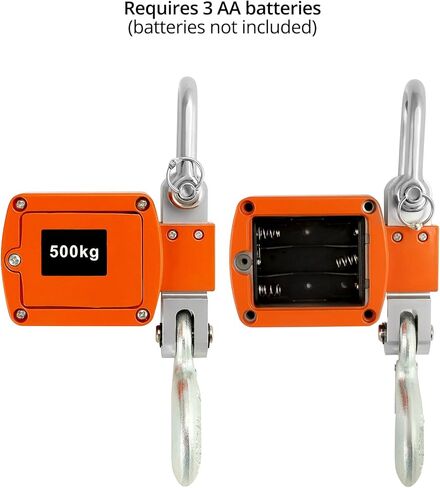 مقياس رافعة رقمي عالي التحمل من QWORK - سعة 2200 رطل/1000 كجم، تحويل وحدة مزدوجة، مقياس تعليق صناعي دقيق ومحمول للزراعة والصيد واستخدام المستودعات، الألومنيوم المصبوب، برتقالي in Kuwait