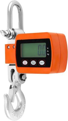 مقياس رافعة رقمي عالي التحمل من QWORK - سعة 2200 رطل/1000 كجم، تحويل وحدة مزدوجة، مقياس تعليق صناعي دقيق ومحمول للزراعة والصيد واستخدام المستودعات، الألومنيوم المصبوب، برتقالي in Kuwait