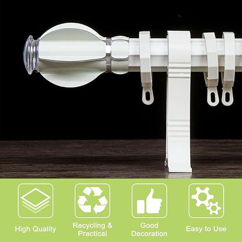 ستارة نهائية بلاستيكية، 4 قطع من Lvory White Drapery Rail Pod Head Cap ديكور النافذة ستارة السكك الحديدية نهاية قضيب الستارة النهائية، تناسب Dia. قضبان ستائر مقاس 27-28 مم (تصميم شفرة المروحة) in Kuwait