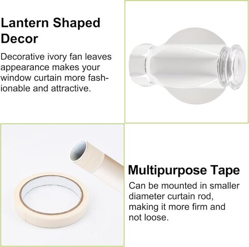 ستارة نهائية بلاستيكية، 4 قطع من Lvory White Drapery Rail Pod Head Cap ديكور النافذة ستارة السكك الحديدية نهاية قضيب الستارة النهائية، تناسب Dia. قضبان ستائر مقاس 27-28 مم (تصميم شفرة المروحة) in Kuwait