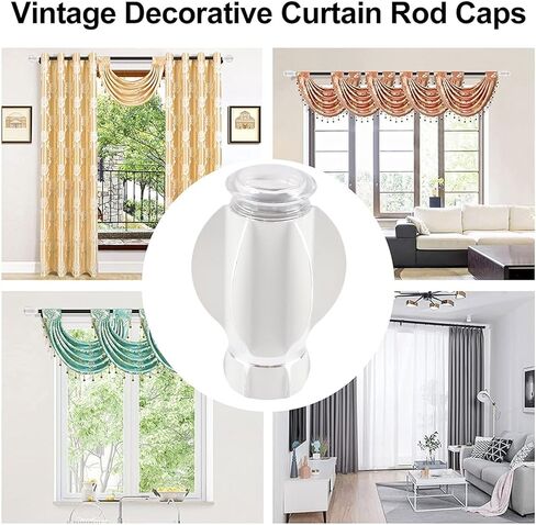 ستارة نهائية بلاستيكية، 4 قطع من Lvory White Drapery Rail Pod Head Cap ديكور النافذة ستارة السكك الحديدية نهاية قضيب الستارة النهائية، تناسب Dia. قضبان ستائر مقاس 27-28 مم (تصميم شفرة المروحة) in Kuwait