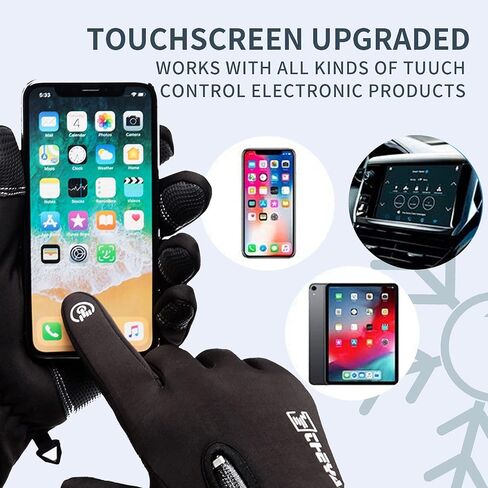 Winter Warm Gloves for Men Women Touchscreen Windproof Waterproof Cold Weather Driving Black Sport Gloves for Cycling Running Skiing Hiking Climbing Shooting Fishing (Large) in Saudi Arabia