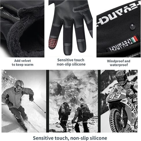 Winter Warm Gloves for Men Women Touchscreen Windproof Waterproof Cold Weather Driving Black Sport Gloves for Cycling Running Skiing Hiking Climbing Shooting Fishing (Large) in Saudi Arabia
