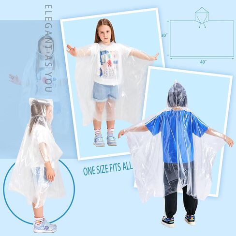 Disposable Rain Ponchos for Kids 6 Pack/Adults 10 and 6 Pack/Ponchos Family 6 Pack Extra Thicker Emergency Ponchos in Saudi Arabia