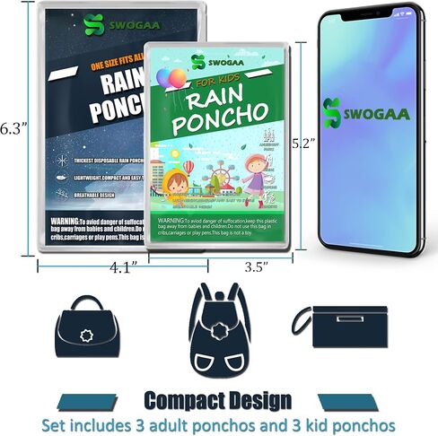 Disposable Rain Ponchos for Kids 6 Pack/Adults 10 and 6 Pack/Ponchos Family 6 Pack Extra Thicker Emergency Ponchos in Saudi Arabia