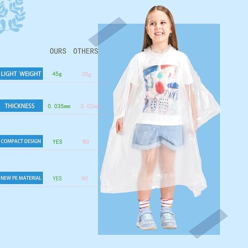 Disposable Rain Ponchos for Kids 6 Pack/Adults 10 and 6 Pack/Ponchos Family 6 Pack Extra Thicker Emergency Ponchos in Saudi Arabia