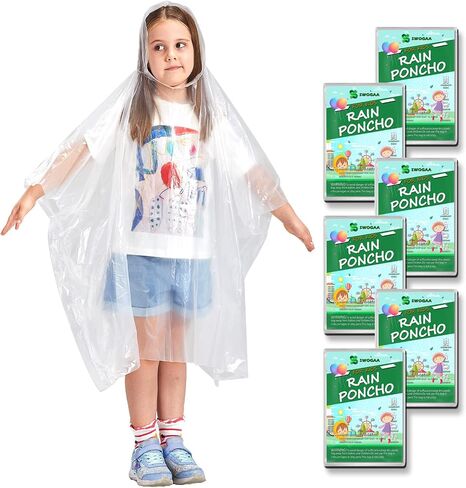 Disposable Rain Ponchos for Kids 6 Pack/Adults 10 and 6 Pack/Ponchos Family 6 Pack Extra Thicker Emergency Ponchos in Saudi Arabia