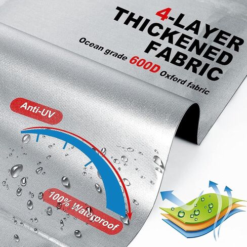 غطاء قارب، أغطية قارب، بطول يصل إلى 9.5'-10.5'، مقاوم للشتاء، مقاوم للأشعة فوق البنفسجية، غطاء زورق مقاوم للبهتان والتمزق 600D (رمادي، 9.5'-10.5' L، عرض الشعاع 70 بوصة) in Kuwait