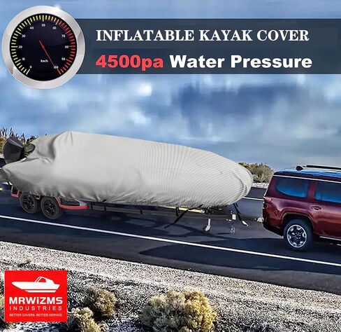 غطاء قارب، أغطية قارب، بطول يصل إلى 9.5'-10.5'، مقاوم للشتاء، مقاوم للأشعة فوق البنفسجية، غطاء زورق مقاوم للبهتان والتمزق 600D (رمادي، 9.5'-10.5' L، عرض الشعاع 70 بوصة) in Kuwait