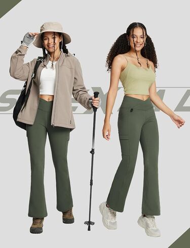 SPEXIAL Women's Fleece Lined Pants Water Resistant Thermal Hiking Warm Crossover Flare Leggings Winter Outdoor Pants in Saudi Arabia