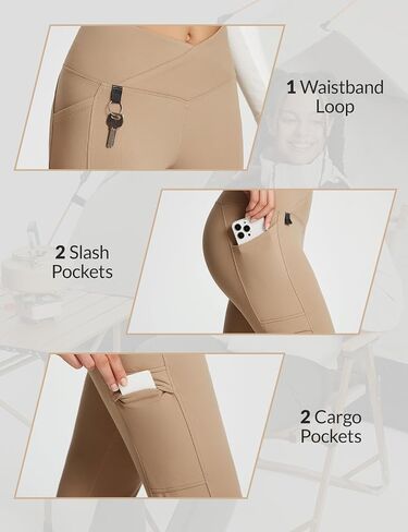 SPEXIAL Women's Fleece Lined Pants Water Resistant Thermal Hiking Warm Crossover Flare Leggings Winter Outdoor Pants in Saudi Arabia