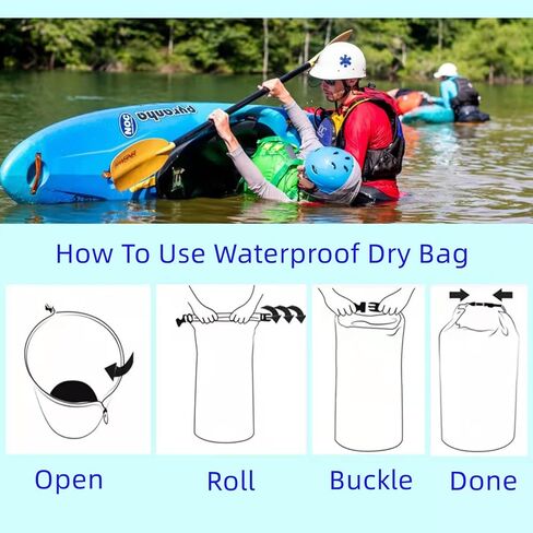 CMCOOPLX 10L/20L/40L/70Lحقيبة جافة مقاومة للماء، أكياس تخزين أكياس الزورق خفيفة الوزن، أكياس جافة حقائب مقاومة للماء للتجديف بالكاياك وركوب القوارب والمشي لمسافات طويلة والتخييم والسفر وصيد الأسماك والسباحة البحرية (أسود، 70 لتر) in Saudi Arabia