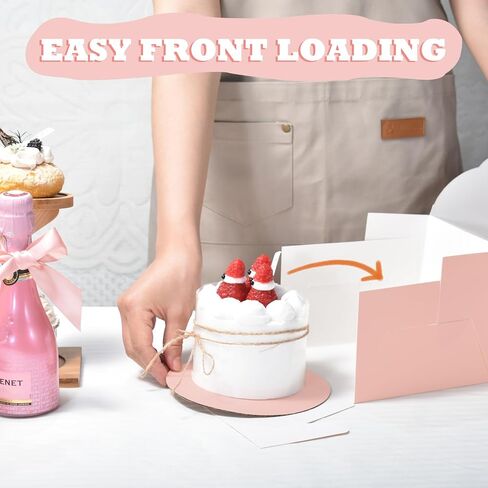 KPOSIYA 20pcs Pink Cake Boxes with Cake Boards,12x12x6 inch Bakery Boxes with Window,Square Cardboard Cake Containers, Cake box 12inch for Birthday Party Wedding in Saudi Arabia