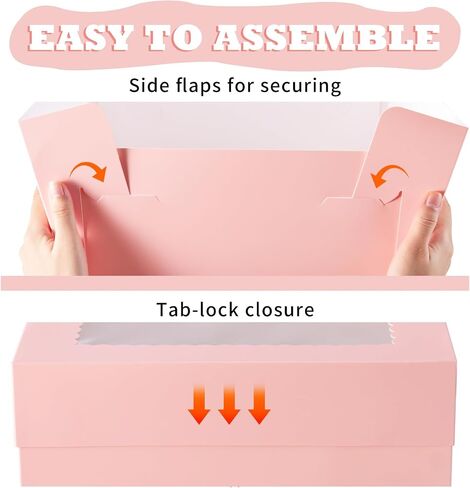 KPOSIYA 20pcs Pink Cake Boxes with Cake Boards,12x12x6 inch Bakery Boxes with Window,Square Cardboard Cake Containers, Cake box 12inch for Birthday Party Wedding in Saudi Arabia
