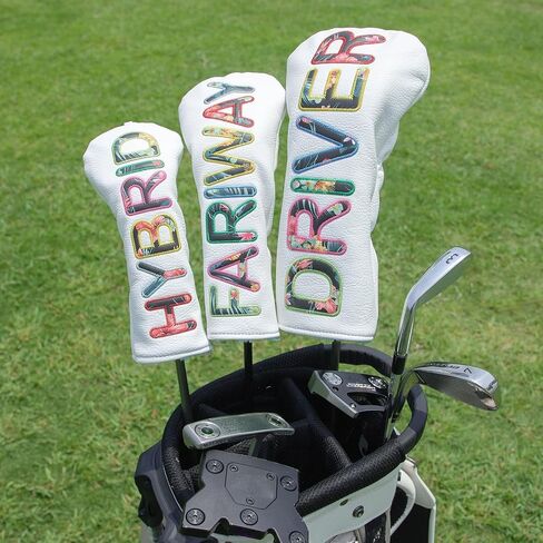 Golf Club Head Covers White for Driver, Fairway Hybrid Woods - 4 Options - Synthetic Leather Driver Headcover, Fairway Wood Head Cover, Golf Hybrid Head Cover or Golf Wood Head Covers Set in Saudi Arabia