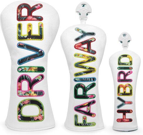 Golf Club Head Covers White for Driver, Fairway Hybrid Woods - 4 Options - Synthetic Leather Driver Headcover, Fairway Wood Head Cover, Golf Hybrid Head Cover or Golf Wood Head Covers Set in Saudi Arabia
