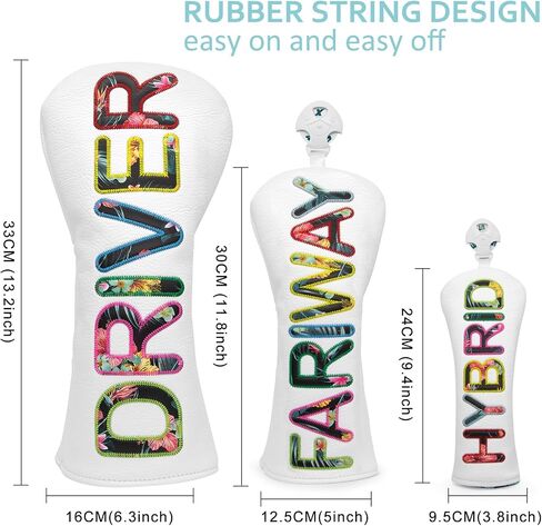 Golf Club Head Covers White for Driver, Fairway Hybrid Woods - 4 Options - Synthetic Leather Driver Headcover, Fairway Wood Head Cover, Golf Hybrid Head Cover or Golf Wood Head Covers Set in Saudi Arabia