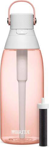 Brita Hard-Sided Plastic Premium Filtering Water Bottle, BPA-Free, Reusable, Replaces 300 Plastic Water Bottles, Filter Lasts 2 Months or 40 Gallons, Includes 1 Filter, Blush - 26 oz. in Saudi Arabia
