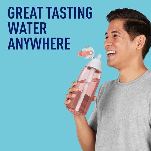 Brita Hard-Sided Plastic Premium Filtering Water Bottle, BPA-Free, Reusable, Replaces 300 Plastic Water Bottles, Filter Lasts 2 Months or 40 Gallons, Includes 1 Filter, Blush - 26 oz. in Saudi Arabia
