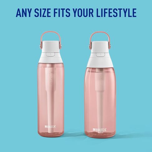 Brita Hard-Sided Plastic Premium Filtering Water Bottle, BPA-Free, Reusable, Replaces 300 Plastic Water Bottles, Filter Lasts 2 Months or 40 Gallons, Includes 1 Filter, Blush - 26 oz. in Saudi Arabia