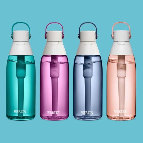 Brita Hard-Sided Plastic Premium Filtering Water Bottle, BPA-Free, Reusable, Replaces 300 Plastic Water Bottles, Filter Lasts 2 Months or 40 Gallons, Includes 1 Filter, Blush - 26 oz. in Saudi Arabia