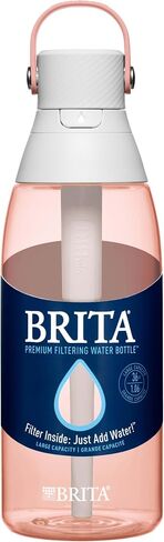 Brita Hard-Sided Plastic Premium Filtering Water Bottle, BPA-Free, Reusable, Replaces 300 Plastic Water Bottles, Filter Lasts 2 Months or 40 Gallons, Includes 1 Filter, Blush - 26 oz. in Saudi Arabia